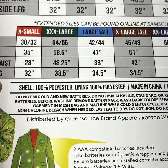 Life of the Party XL 3-Piece Suit With Flashing LED Lights & Bow Tie Holiday - Picture 4 of 4